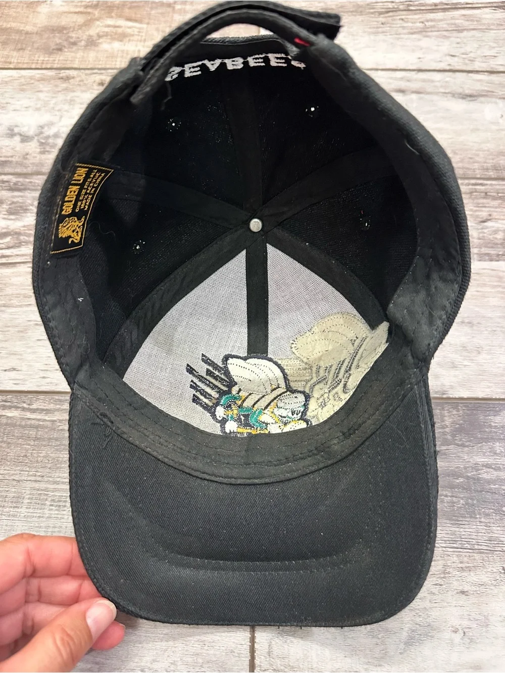 Black United States Navy Baseball Cap with Embroidered Bee Motif